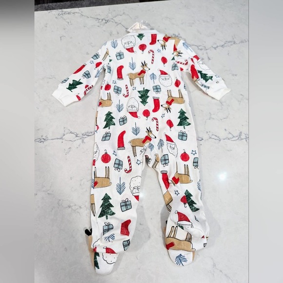 CARTER'S Christmas Footed Pajamas with Reindeer Santa Trees Presents 9 Month - Picture 4 of 12
